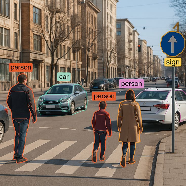 Object detection on a city street scene